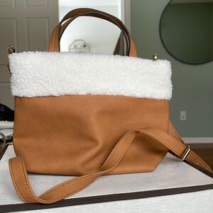 NWOT Man-made shearling and faux leather Crossbody bag